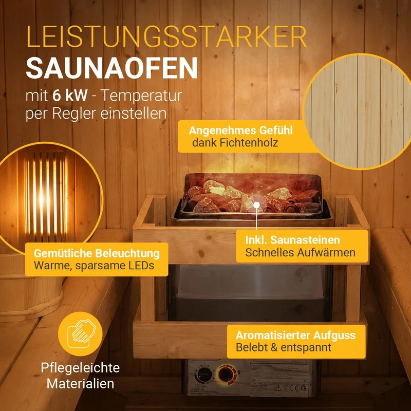 Sauna tonneau Spitzbergen – poêle de sauna – 3 tailles