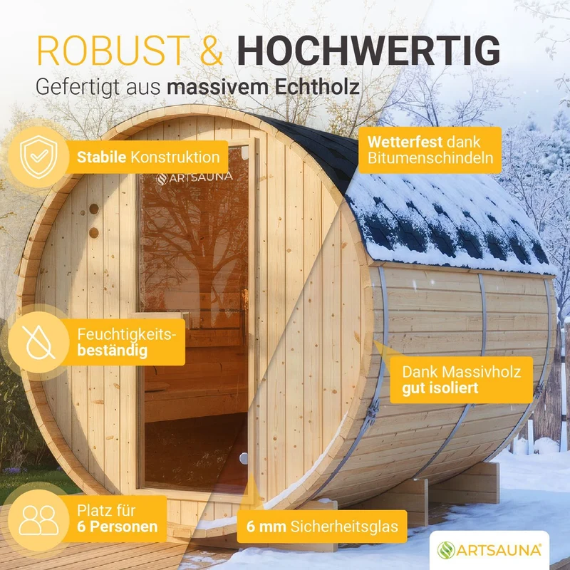 Sauna tonneau Spitzbergen – poêle de sauna – 3 tailles