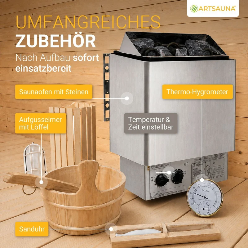 Sauna tonneau Spitzbergen – poêle de sauna – 3 tailles