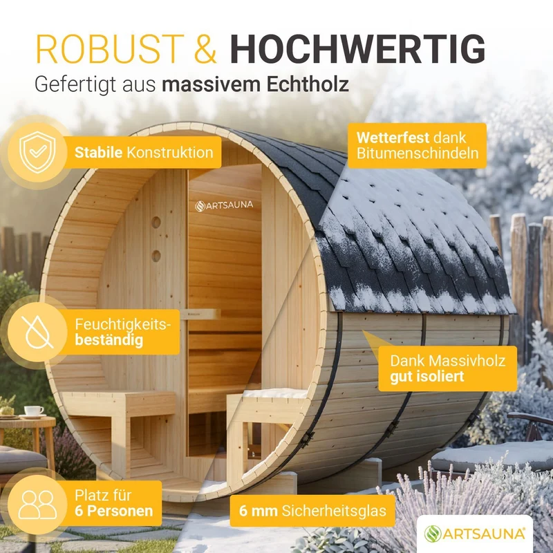 Sauna tonneau Spitzbergen – poêle de sauna – 3 tailles