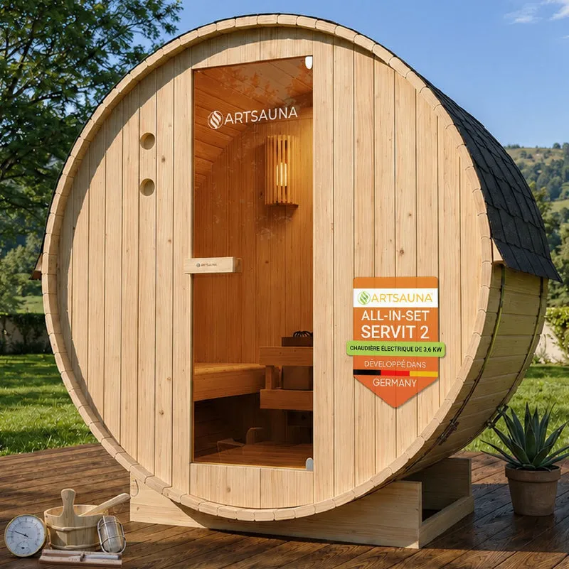 Sauna tonneau Spitzbergen – poêle de sauna – 3 tailles