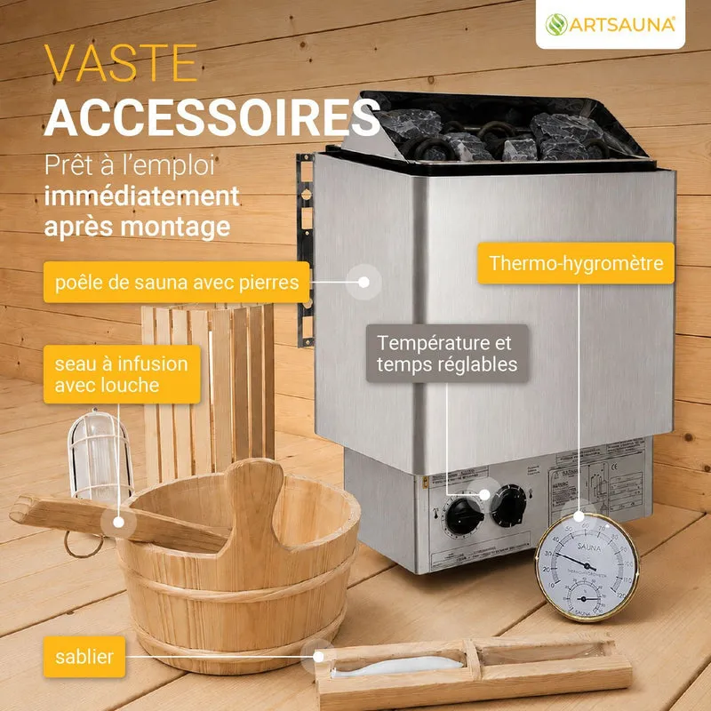 Sauna tonneau Spitzbergen – poêle de sauna – 3 tailles