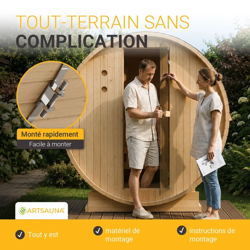 Sauna tonneau Spitzbergen – poêle de sauna – 3 tailles