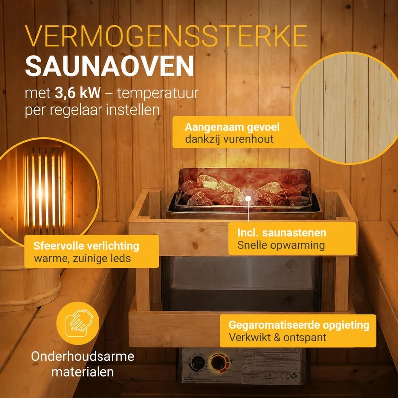 Sauna tonneau Spitzbergen – poêle de sauna – 3 tailles