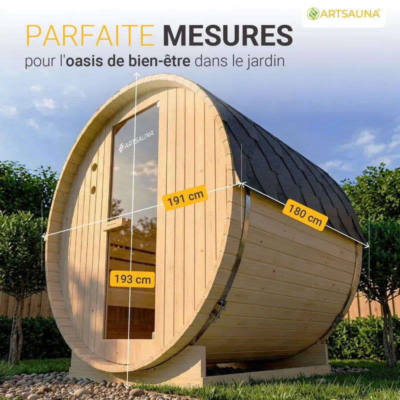 Sauna tonneau Spitzbergen – poêle de sauna – 3 tailles