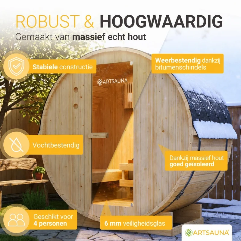 Sauna tonneau Spitzbergen – poêle de sauna – 3 tailles