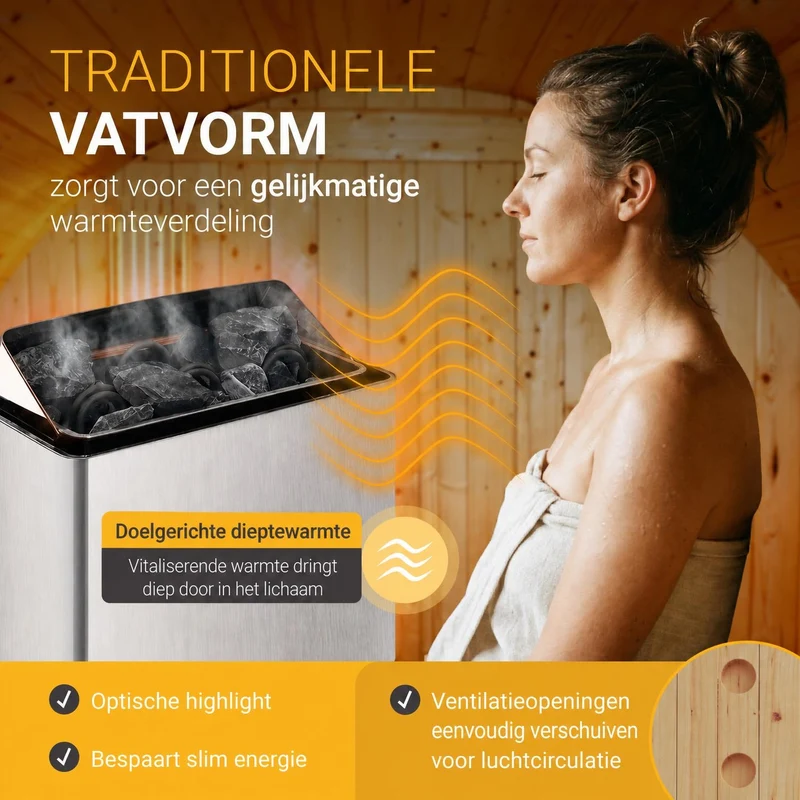 Sauna tonneau Spitzbergen – poêle de sauna – 3 tailles