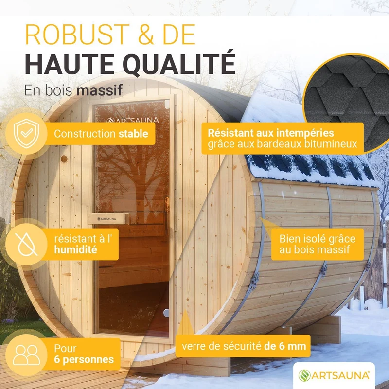 Sauna tonneau Spitzbergen – poêle de sauna – 3 tailles