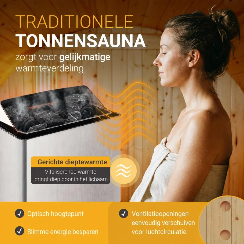 Sauna tonneau Spitzbergen – poêle de sauna – 3 tailles