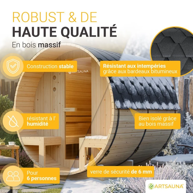 Sauna tonneau Spitzbergen – poêle de sauna – 3 tailles