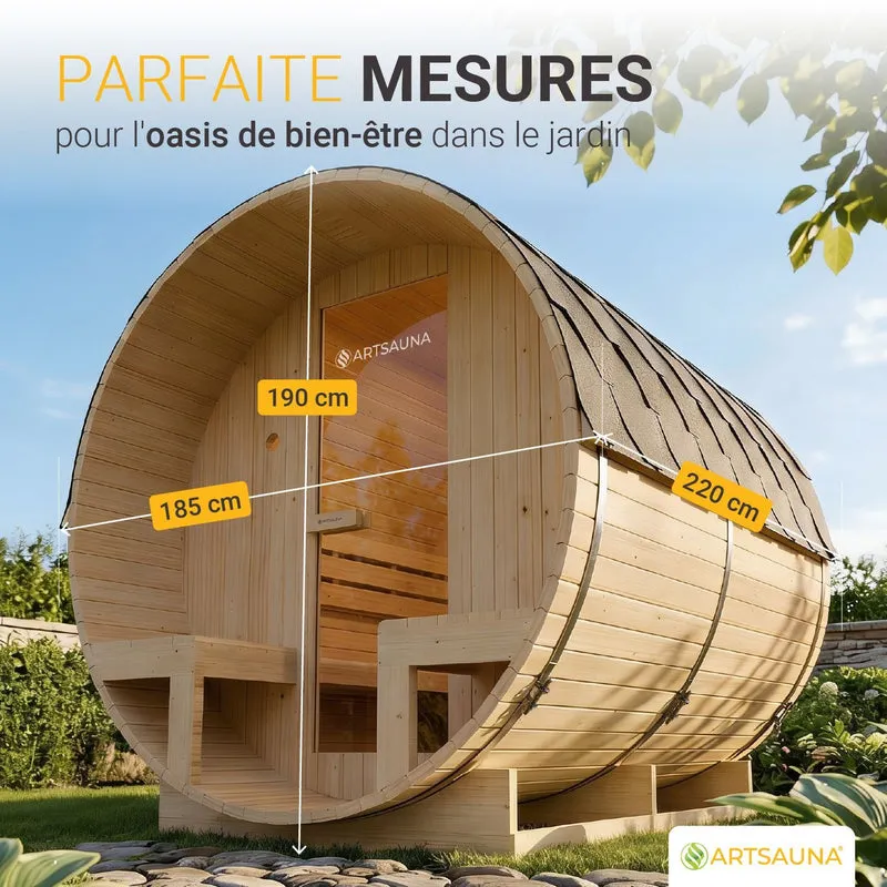 Sauna tonneau Spitzbergen – poêle de sauna – 3 tailles
