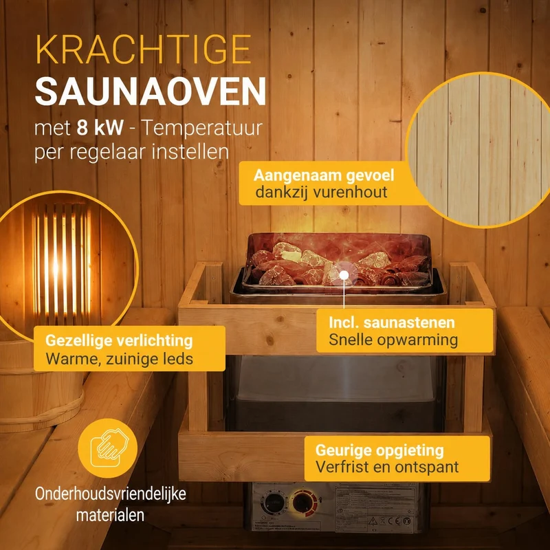 Sauna tonneau Spitzbergen – poêle de sauna – 3 tailles