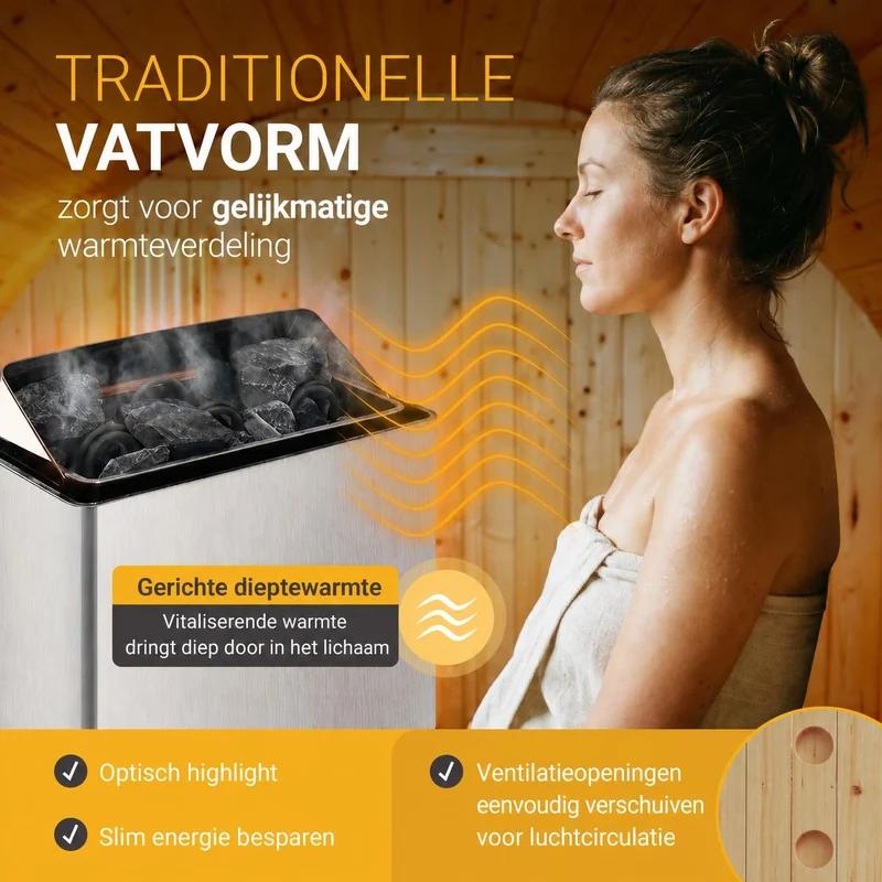 Sauna tonneau Spitzbergen – poêle de sauna – 3 tailles