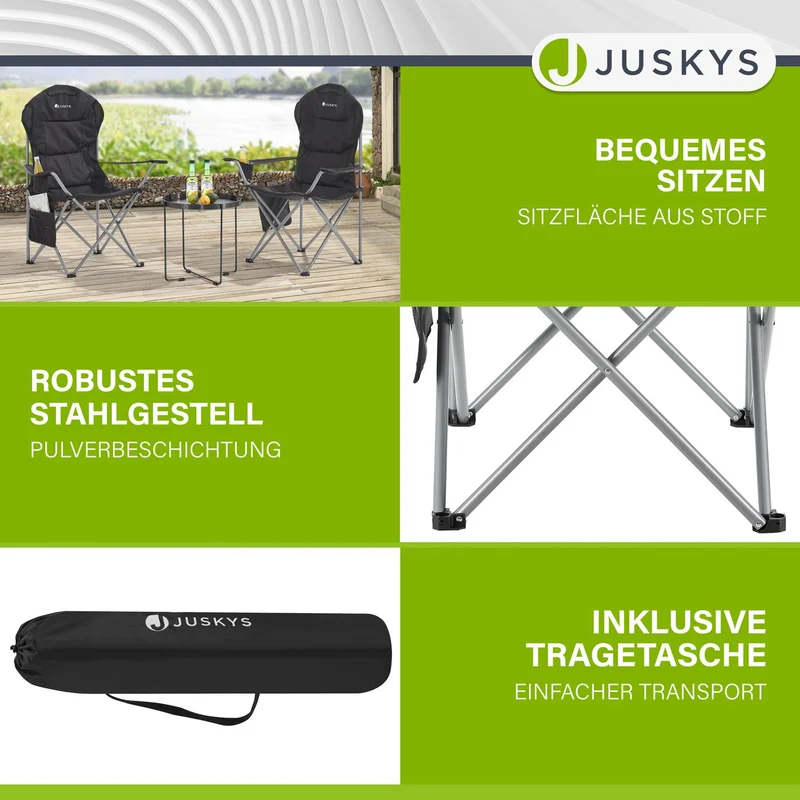 Chaise de camping pliante Lido – porte-bouteille, sac de transport – 4 coloris