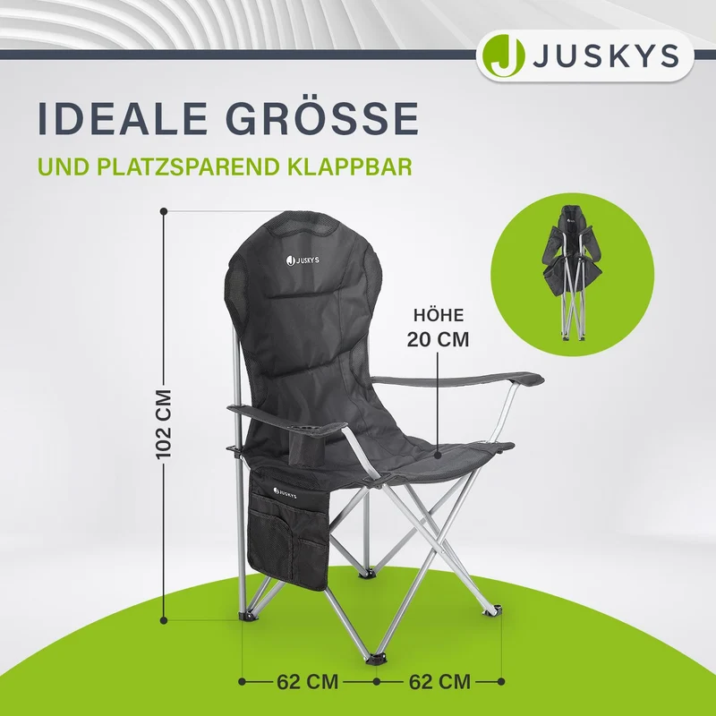Chaise de camping pliante Lido – porte-bouteille, sac de transport – 4 coloris