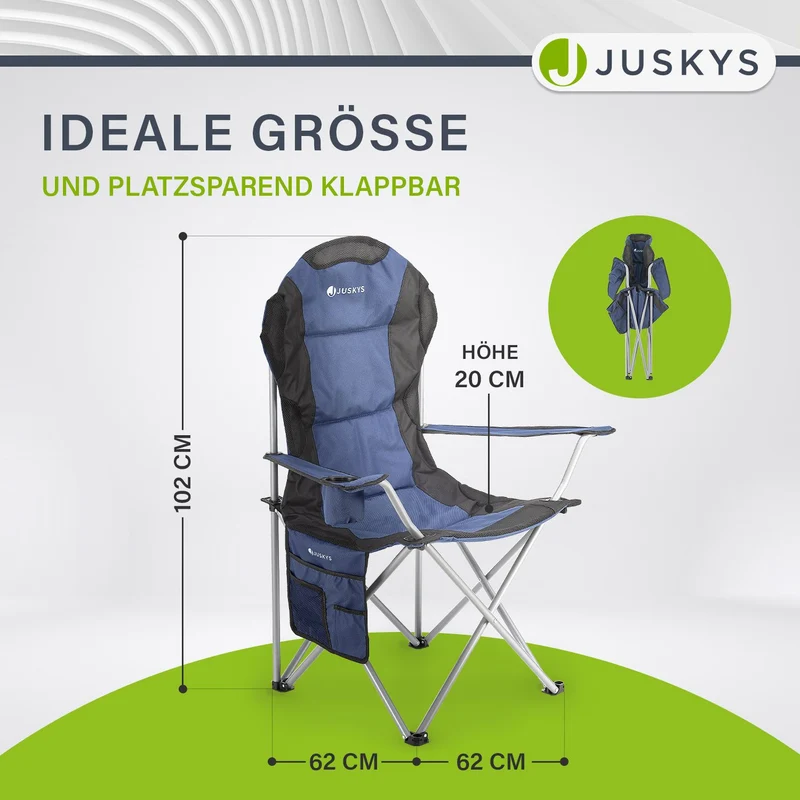 Chaise de camping pliante Lido – porte-bouteille, sac de transport – 4 coloris