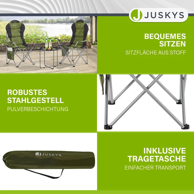 Chaise de camping pliante Lido – porte-bouteille, sac de transport – 4 coloris