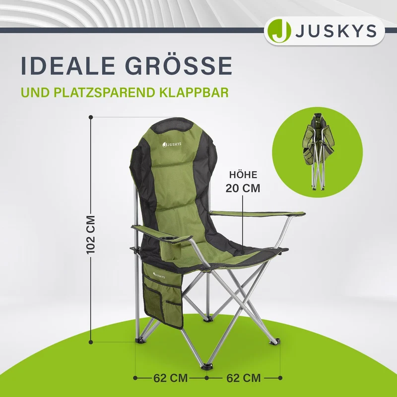 Chaise de camping pliante Lido – porte-bouteille, sac de transport – 4 coloris