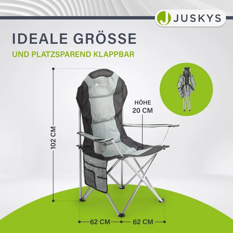 Chaise de camping pliante Lido – porte-bouteille, sac de transport – 4 coloris