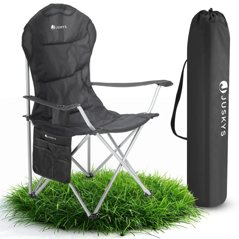 Chaise de camping pliante Lido – porte-bouteille, sac de transport – 4 coloris