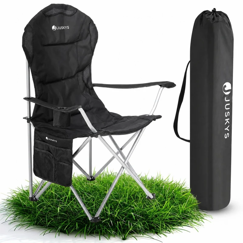 Chaise de camping pliante Lido – porte-bouteille, sac de transport – 4 coloris