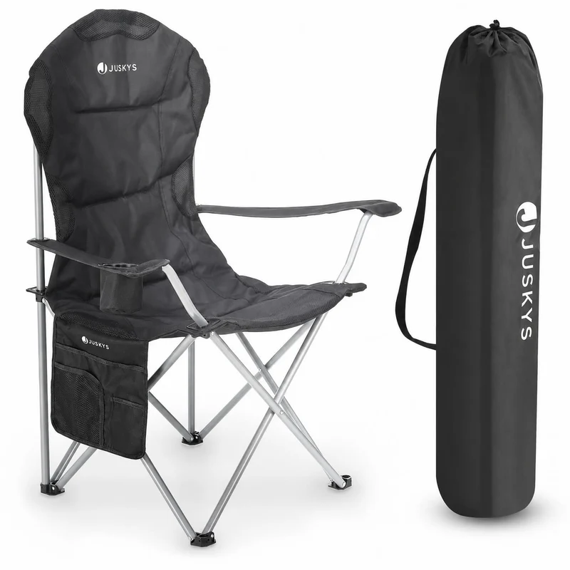 Chaise de camping pliante Lido – porte-bouteille, sac de transport – 4 coloris