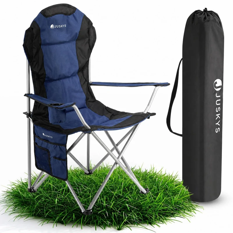 Chaise de camping pliante Lido – porte-bouteille, sac de transport – 4 coloris