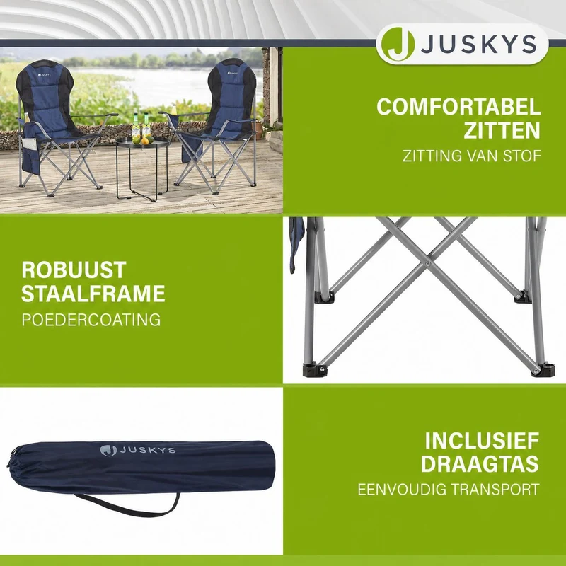 Chaise de camping pliante Lido – porte-bouteille, sac de transport – 4 coloris