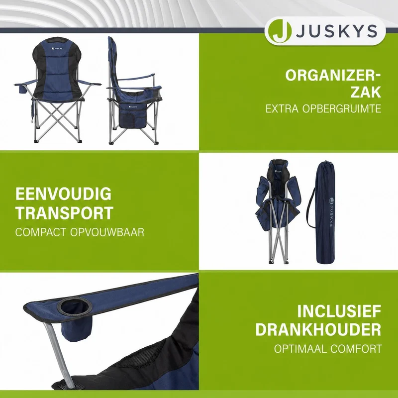 Chaise de camping pliante Lido – porte-bouteille, sac de transport – 4 coloris