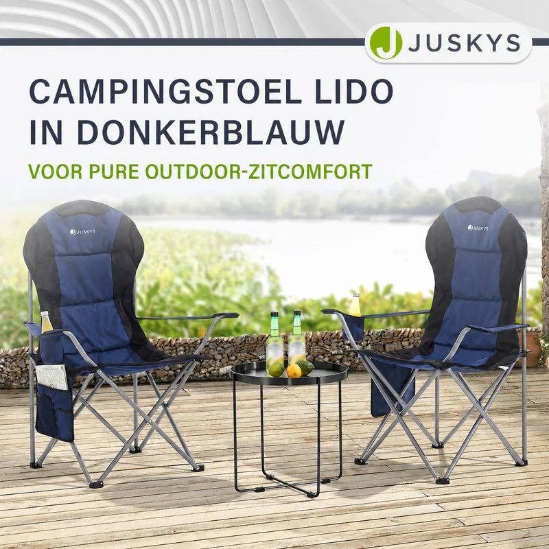 Chaise de camping pliante Lido – porte-bouteille, sac de transport – 4 coloris