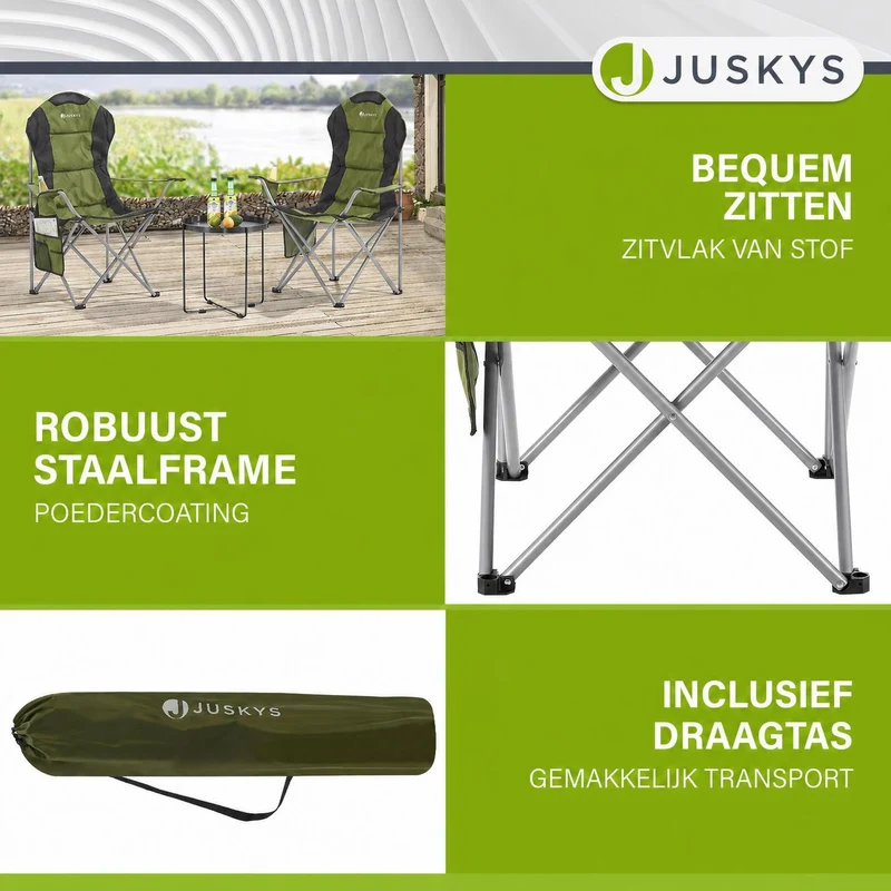 Chaise de camping pliante Lido – porte-bouteille, sac de transport – 4 coloris