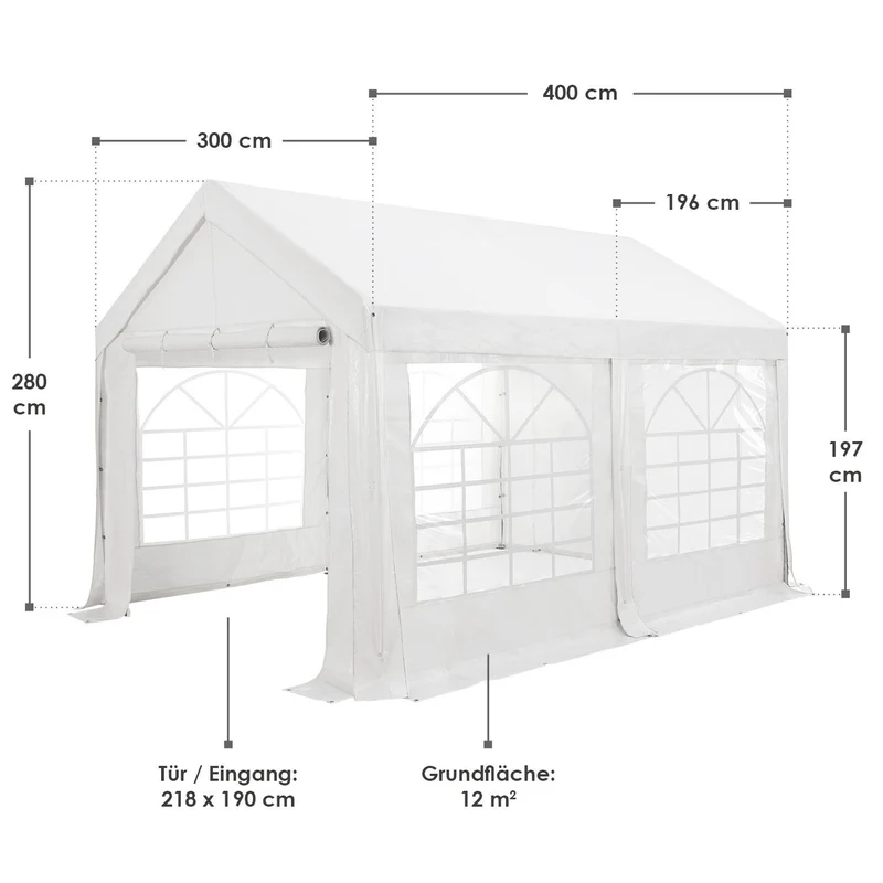 Tente de réception Gala – toile PE avec parois – 6 tailles