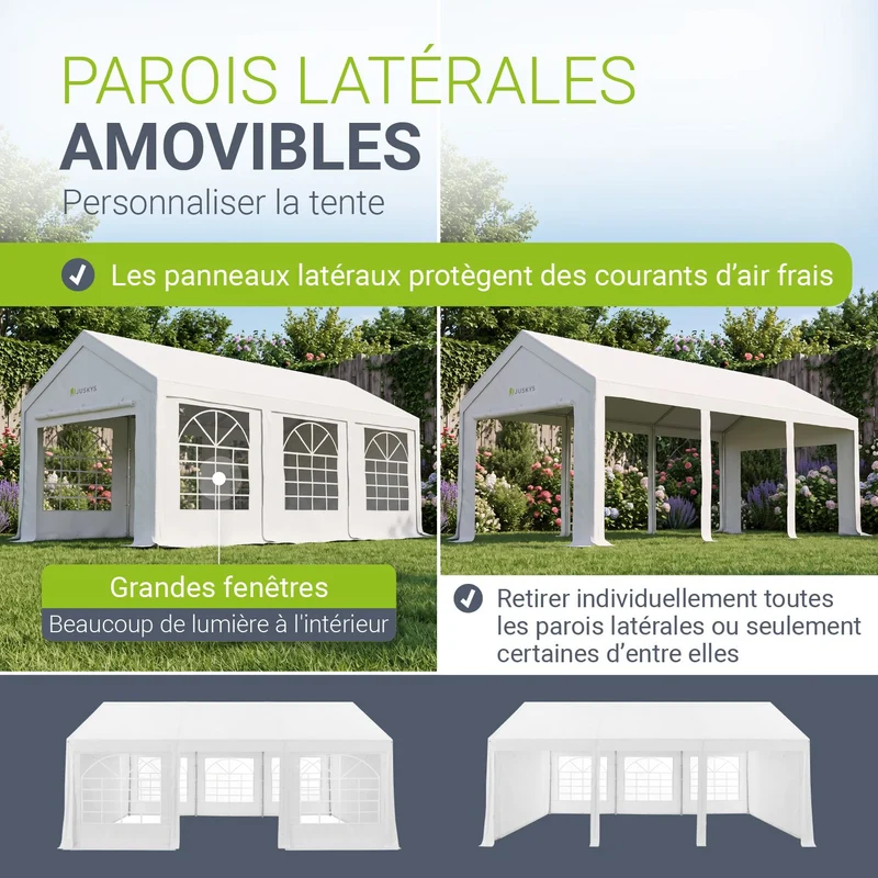 Tente de réception Gala – toile PE avec parois – 6 tailles
