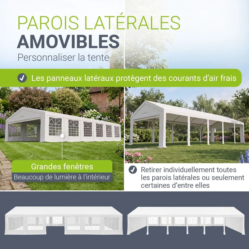 Tente de réception Gala – toile PE avec parois – 6 tailles