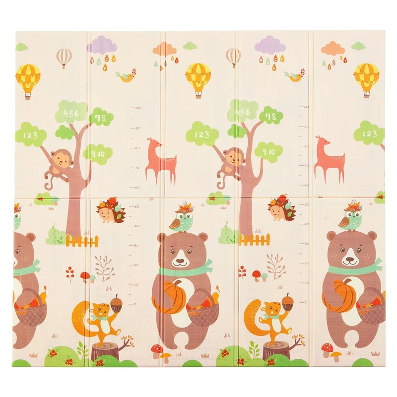 Tapis de jeu enfant 180 x 200 cm – réversible, motif animaux