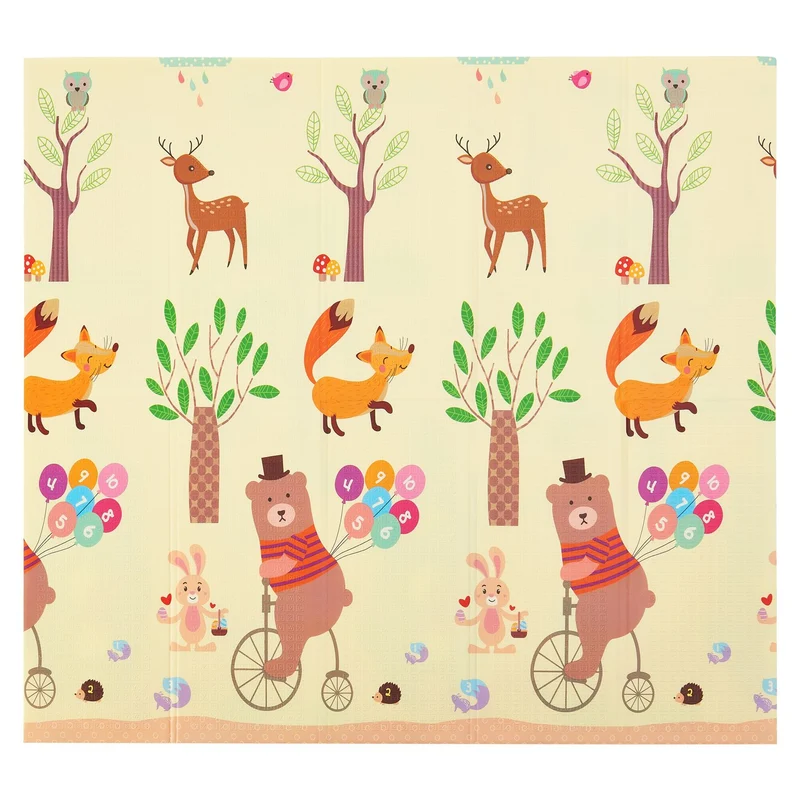 Tapis de jeu enfant 180 x 200 cm – réversible, motif animaux