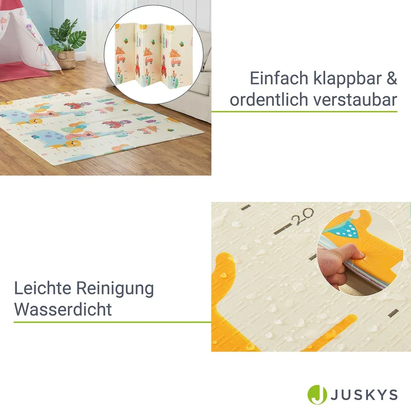 Tapis de jeu enfant 180 x 200 cm – réversible, motif animaux