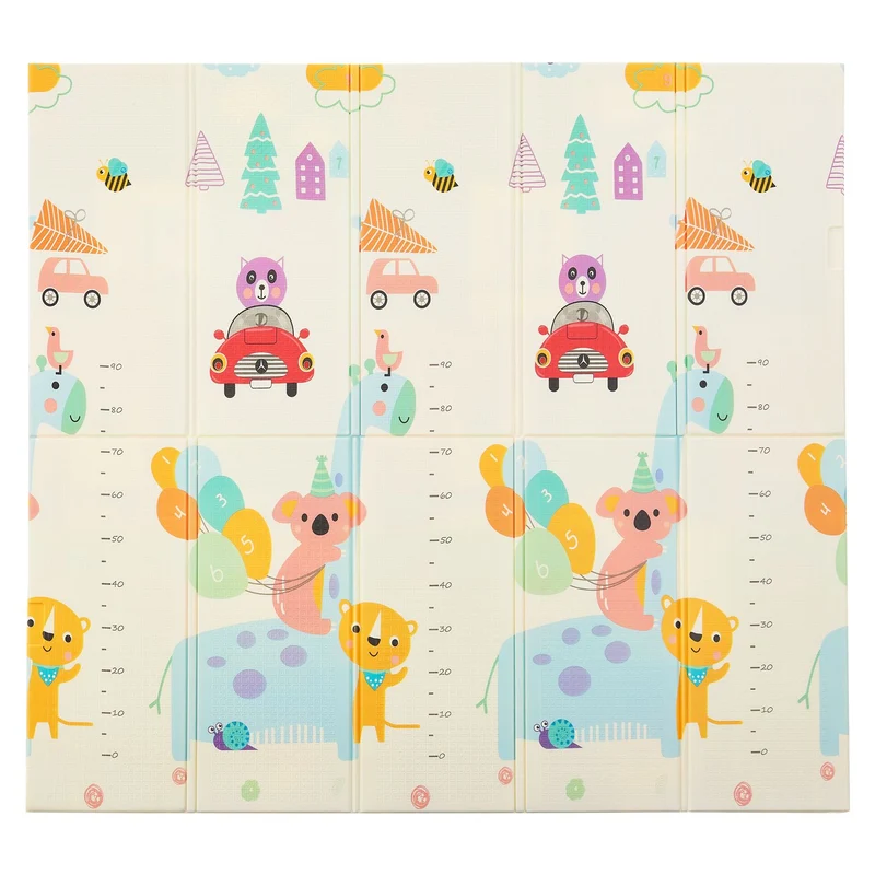 Tapis de jeu enfant 180 x 200 cm – réversible, motif animaux