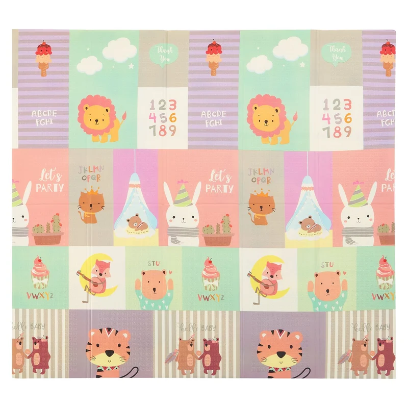 Tapis de jeu enfant 180 x 200 cm – réversible, motif animaux