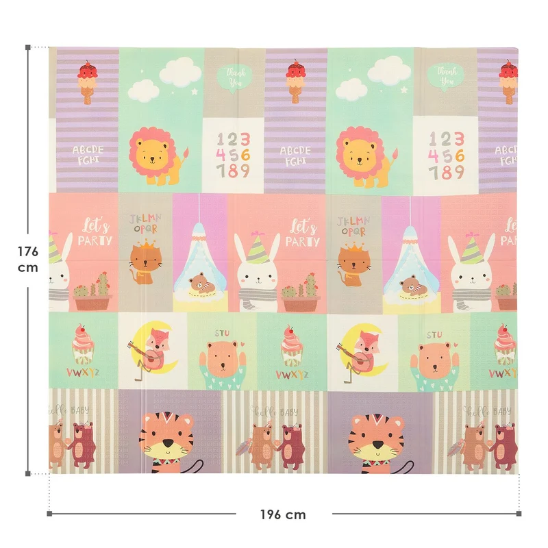 Tapis de jeu enfant 180 x 200 cm – réversible, motif animaux