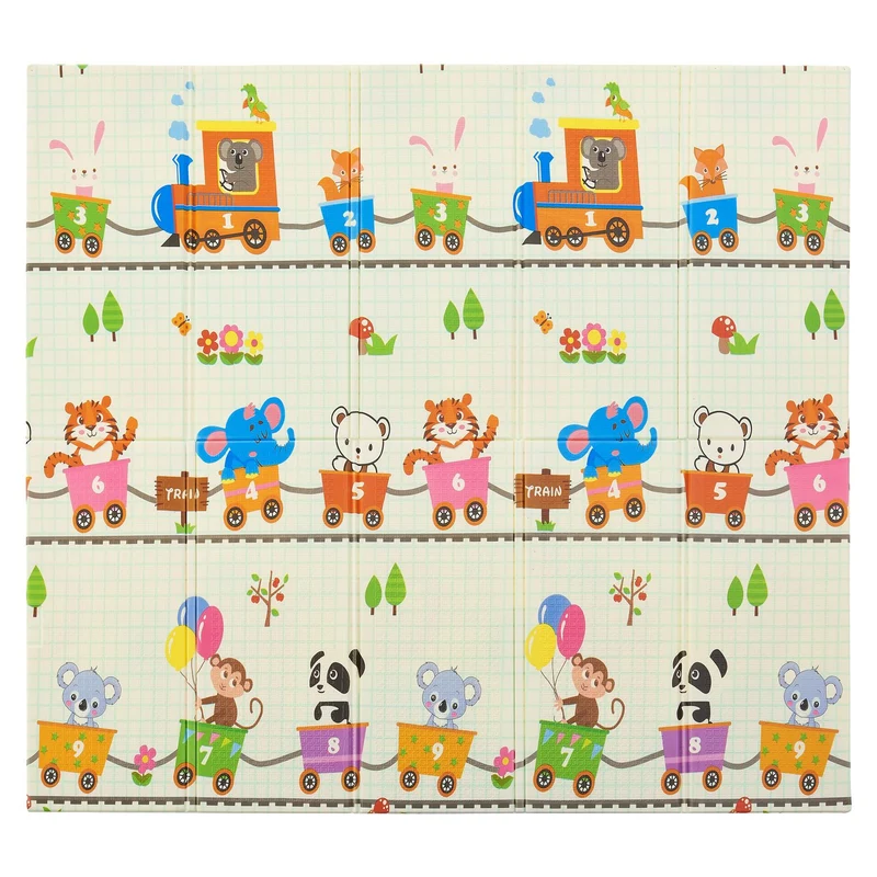 Tapis de jeu enfant 180 x 200 cm – réversible, motif animaux