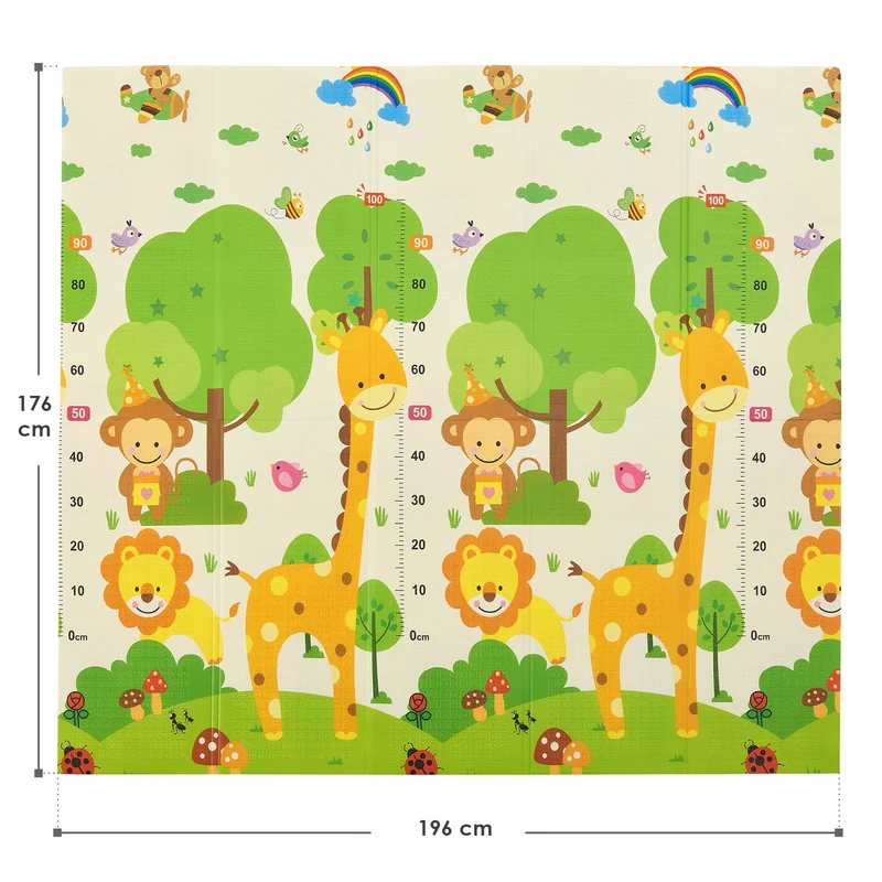 Tapis de jeu enfant 180 x 200 cm – réversible, motif animaux