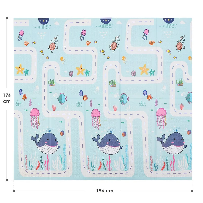 Tapis de jeu enfant 180 x 200 cm – réversible, motif animaux