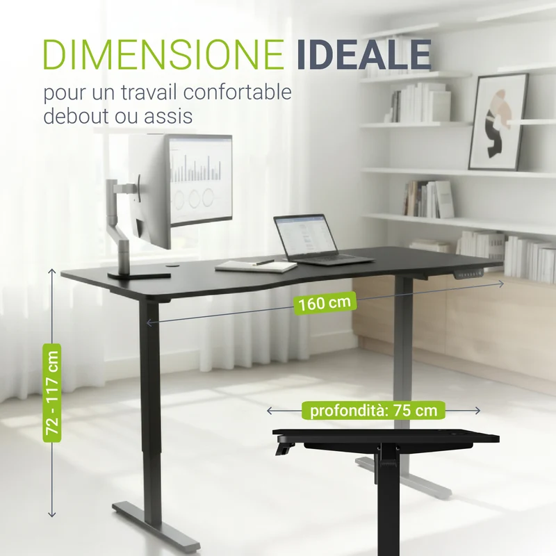 Bureau assis-debout électrique Office Stand – 2 coloris