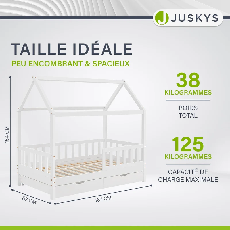 Lit enfant Marli 80 x 160 cm avec sommier