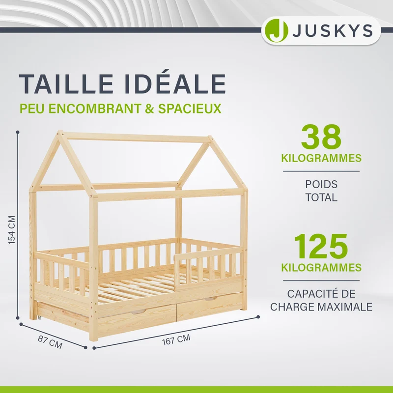 Lit enfant Marli 80 x 160 cm avec sommier