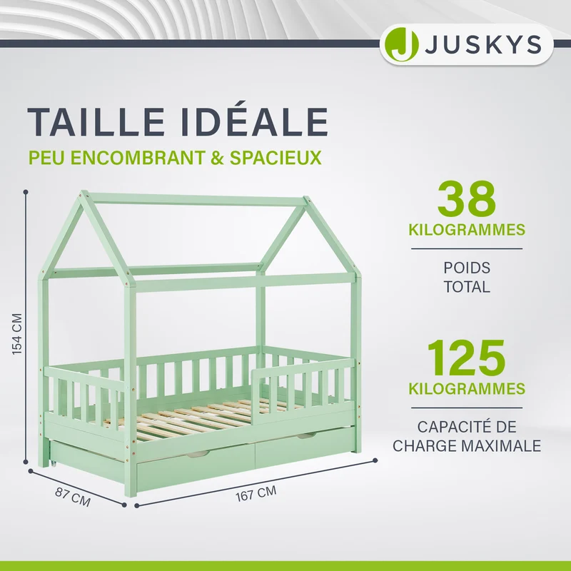 Lit enfant Marli 80 x 160 cm avec sommier