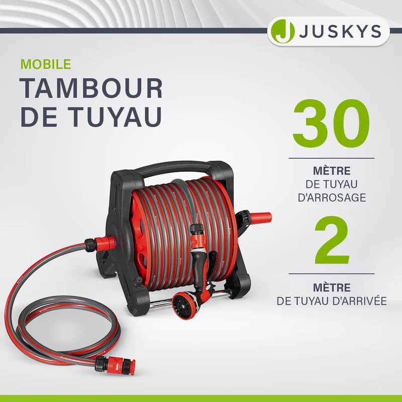 Dévidoir sur roues Basic – 30 m de tuyau et pommeau multifonctions