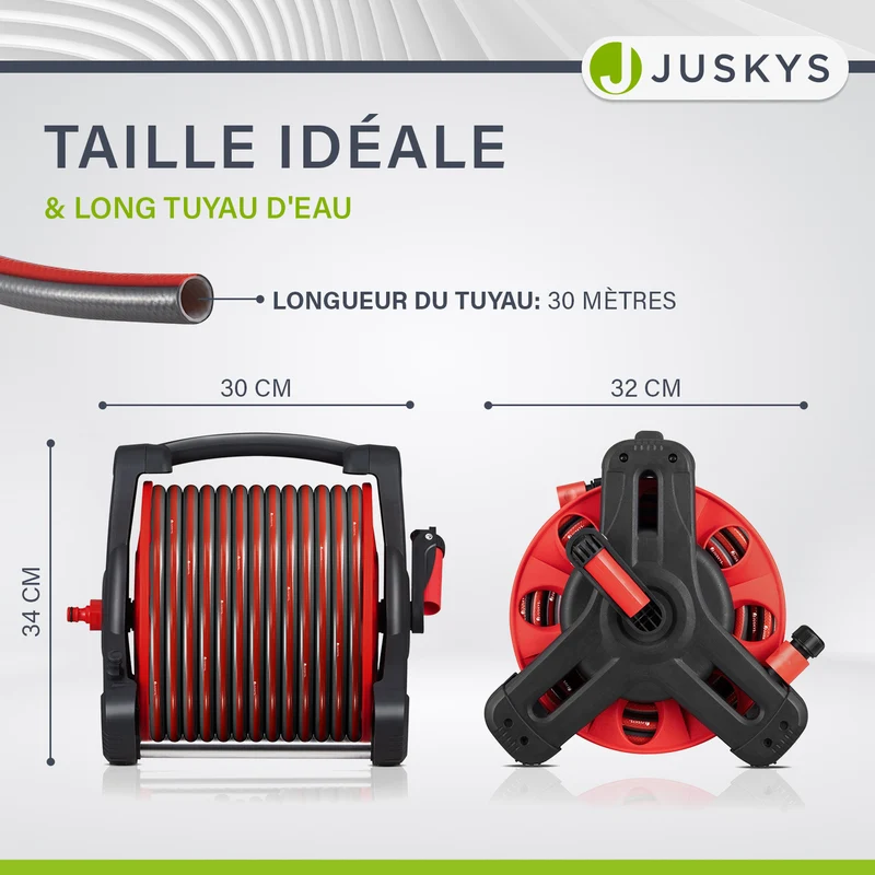 Dévidoir sur roues Basic – 30 m de tuyau et pommeau multifonctions