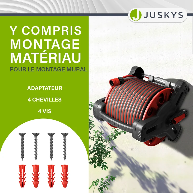 Dévidoir sur roues Basic – 30 m de tuyau et pommeau multifonctions